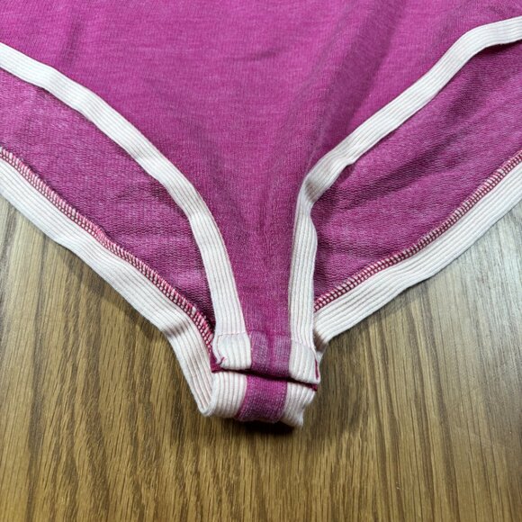 Free People Rib Trim V-Neck Bodysuit Pink Cotton Sleeveless – nWOT S - Picture 3 of 7